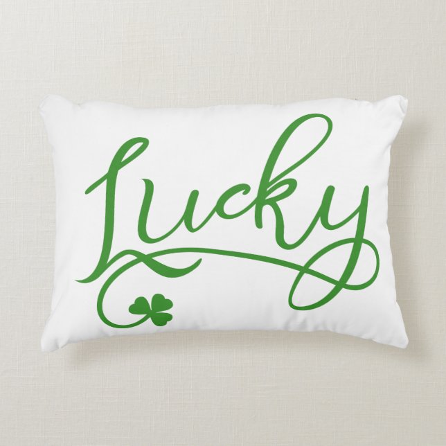 Lucky Shamrock St Patricks Day Accent Pillow (Front)