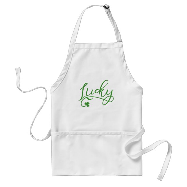 Lucky Shamrock St Patricks Day Adult Apron (Front)