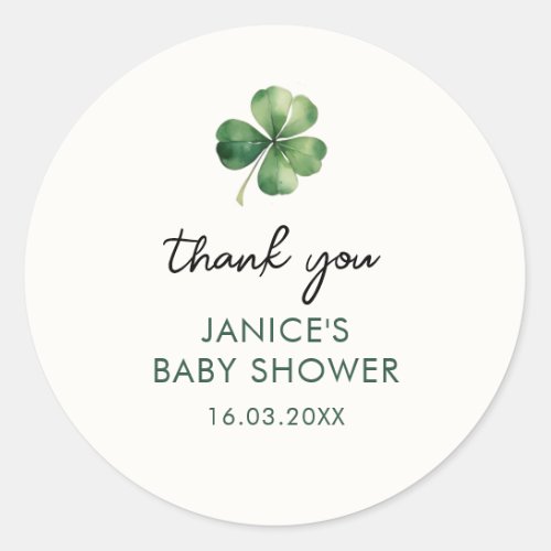 Lucky Shamrock St Patricks Day Baby Shower Classic Round Sticker