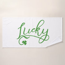 Lucky Shamrock St Patricks Day Bath Towel