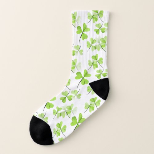 Lucky Shamrock St Patricks Day Cloverleaf Pattern Socks