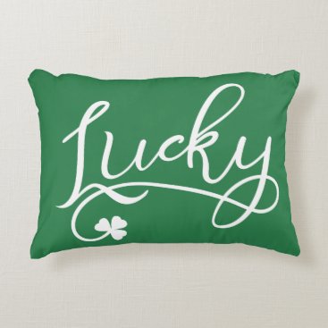 Lucky Shamrock St Patricks Day Decorative Pillow