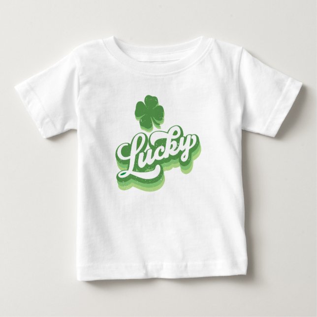 Lucky Shamrock St Patrick's Day Irish Baby T-Shirt (Front)
