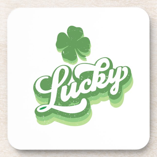 Lucky Shamrock St Patrick's Day Irish Beverage Coaster (Front)