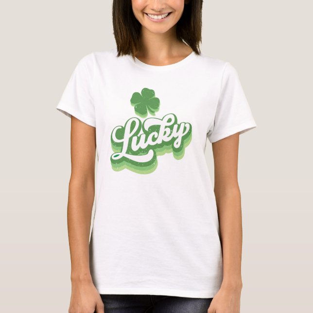 Lucky Shamrock St Patrick's Day Irish T-Shirt (Front)