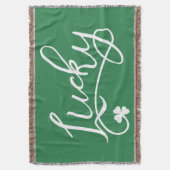 Lucky Shamrock St Patricks Day Irish Throw Blanket (Front Vertical)