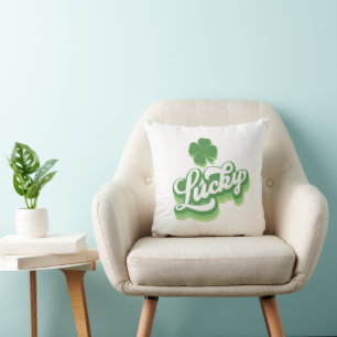 Lucky Shamrock St Patrick's Day Irish Throw Pillow