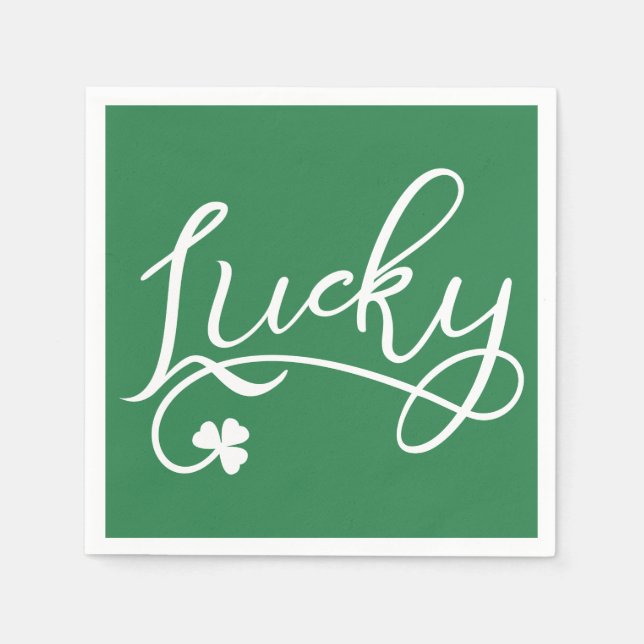 Lucky Shamrock St Patricks Day Party Paper Napkins (Front)
