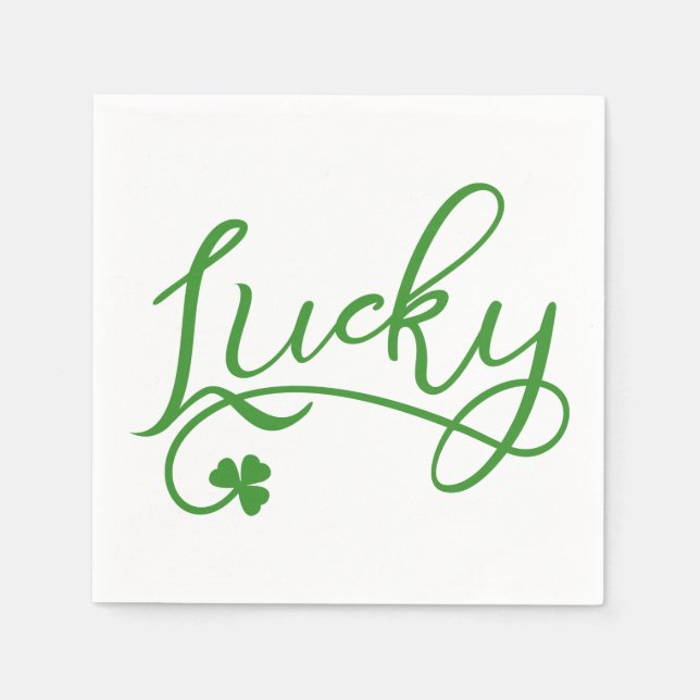 Lucky Shamrock St Patricks Day Party Paper Napkins (Front)