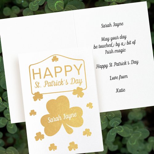 Lucky Shamrock St. Patrick's Day Real Foil Card