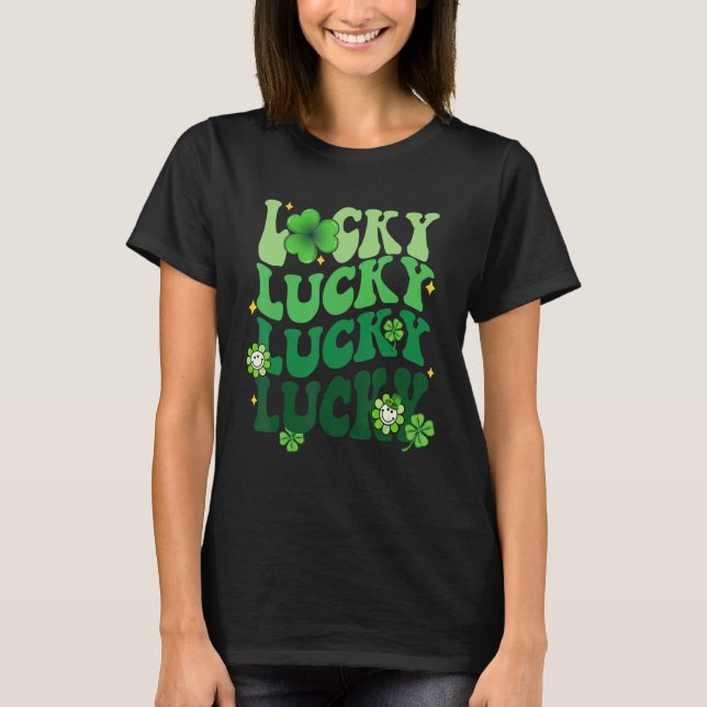 Lucky Shamrock St Patrick's Day Saint Paddy's Rain T-Shirt (Front)