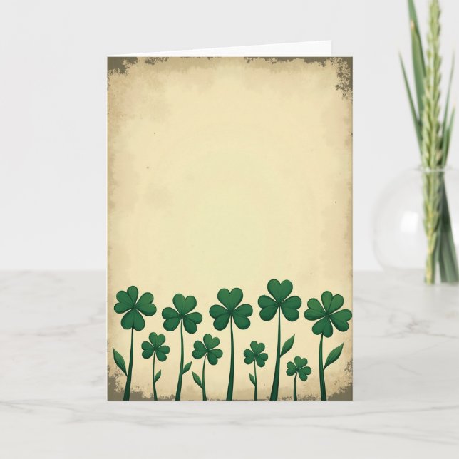 Lucky Shamrock Vintage Style Card (Front)
