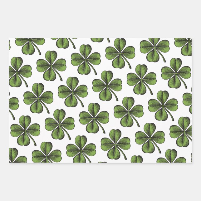 Lucky Shamrock Wrapping Paper Sheets (Front)