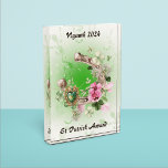 Lucky Shamrocks Acrylic Award<br><div class="desc">Lucky St Patrick horseshoe award with soft pastel flowers and elfin jewel. Customizable text.
This version has a sprig of shamrocks in the background.
*Optimized  for the rectangular shape.</div>