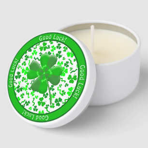 Lucky Shamrocks Four Leaf Clover Personalized Mini Candle Favors