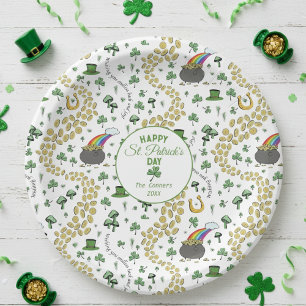 Lucky Shamrocks & Gold Coins St. Patrick’s Day Paper Plates