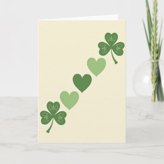Lucky Shamrocks Hearts Green Card (Front)