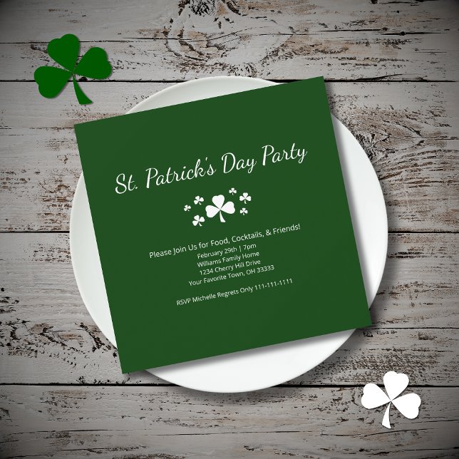Lucky ShamrocksSt. Patrick's Day Party Green Invitation (Creator Uploaded)