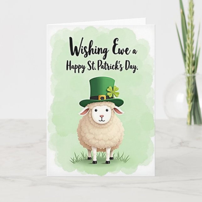 Lucky Sheep St Patricks Day Card (Front)