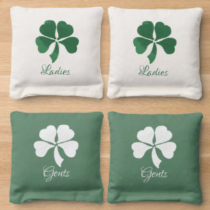Lucky Shot Clover Irish Custom Wedding Games Cornhole Bags