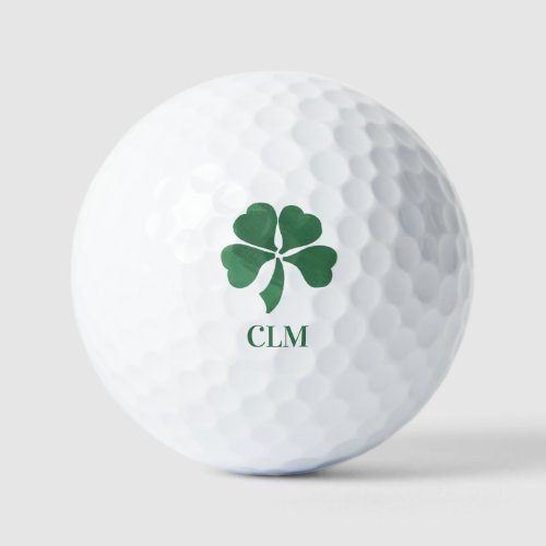 Lucky Shot Monogrammed Irish Four Leaf Clovers Golf Balls