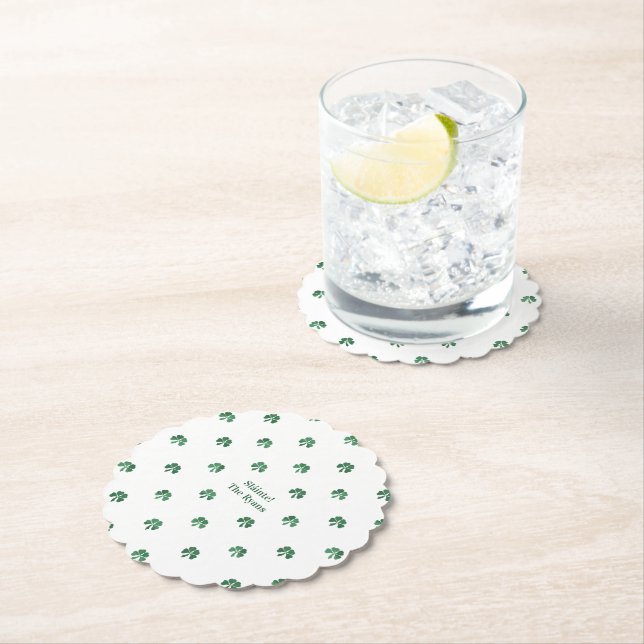 Lucky Shot Painterly Clover Saint Patrick’s Day Paper Coaster (Insitu)