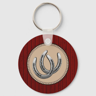 Lucky Silver Horseshoes Western Style Keychain