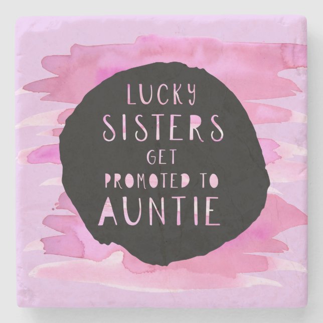 Lucky Sisters Get Promoted to Auntie Stone Coaster (Front)