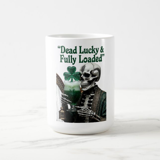 Lucky Skeleton Stout T-Shirt | Dead Lucky  Coffee Mug (Center)