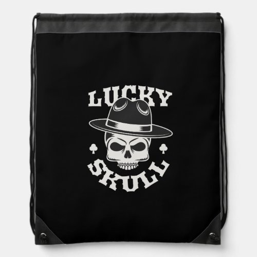 lucky skull design drawstring bag