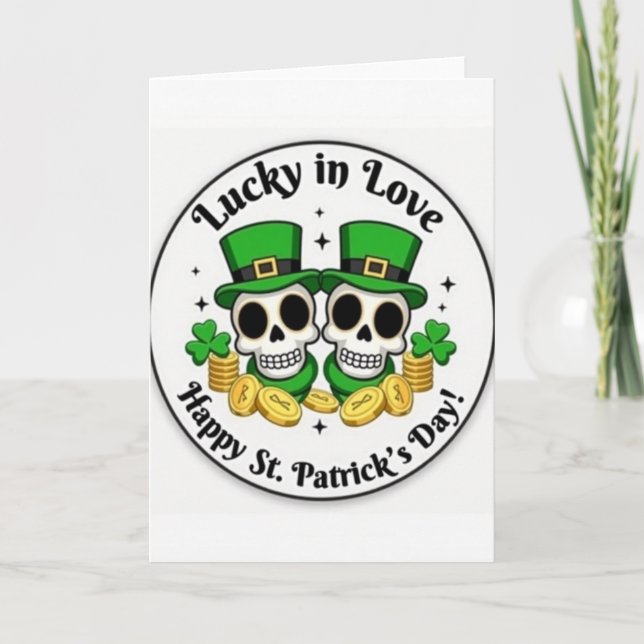 Lucky Skulls St Patricks Day Card (Front)