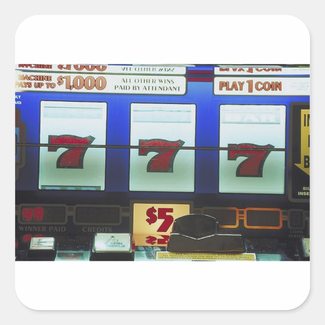 Lucky Slot Machine Winner Square Sticker (Front)