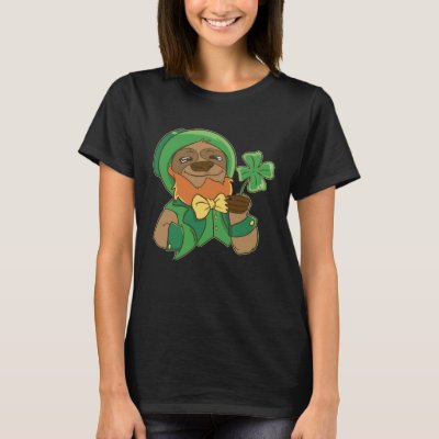 Lucky Sloth  Shamrock Saint Patricks Graphic T-Shirt