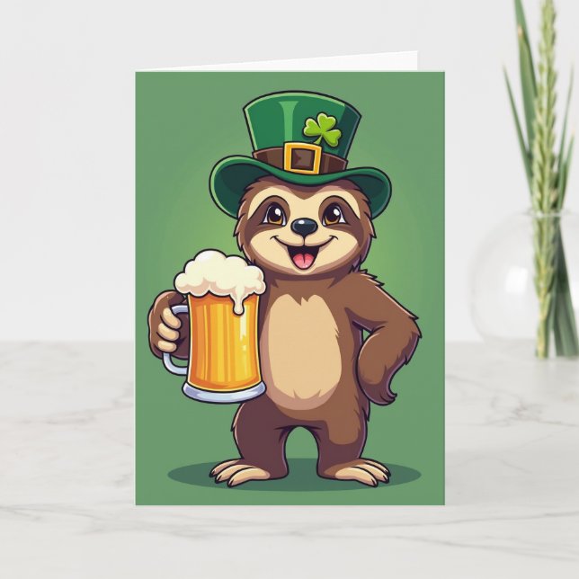Lucky Sloth St Patricks Day Card (Front)