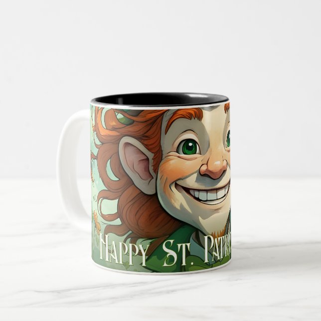 Lucky Smiles on St. Patrick’s Day Two-Tone Coffee Mug (Front Left)