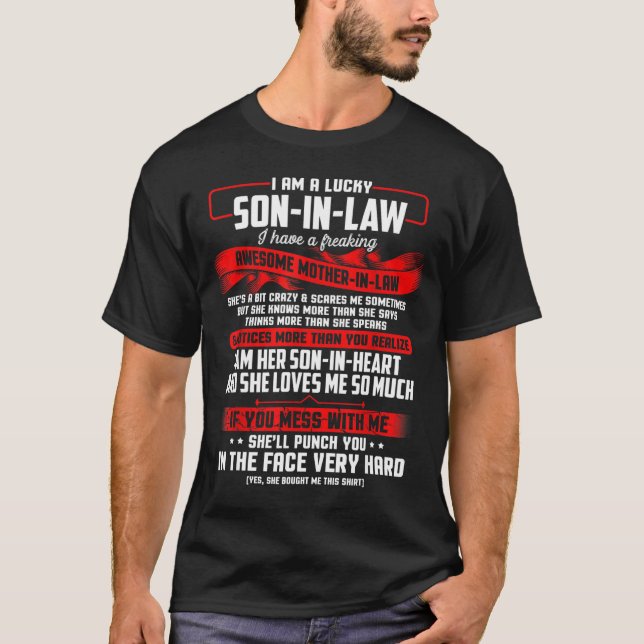 Lucky Son-In-Law Awesome Mother-In-Law Shirt (Front)
