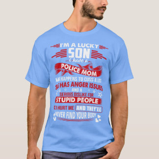 Lucky Son Of Police Mom Proud Police T Shirts For 