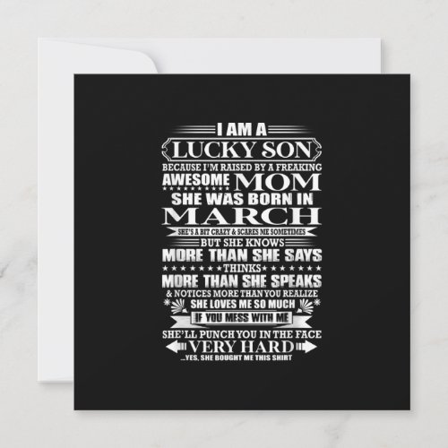 Lucky Son Raised By A  Awesome Mom Gift For Mom Holiday Card
