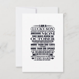 Lucky Son Raised By A Freaking Awesome Mom RSVP Card