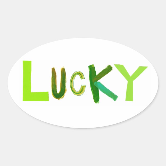 Lucky special green Irish fun unique word art Oval Sticker (Front)
