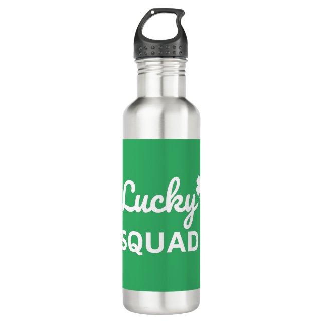 Lucky Squad St. Patrick's Day Stainless Steel Water Bottle (Front)