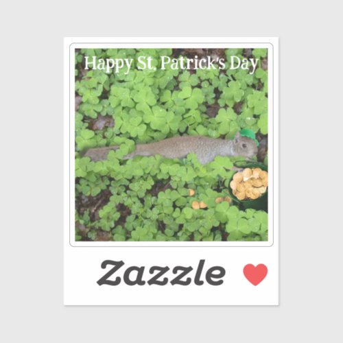 Lucky Squirrel in Clovers Sticker