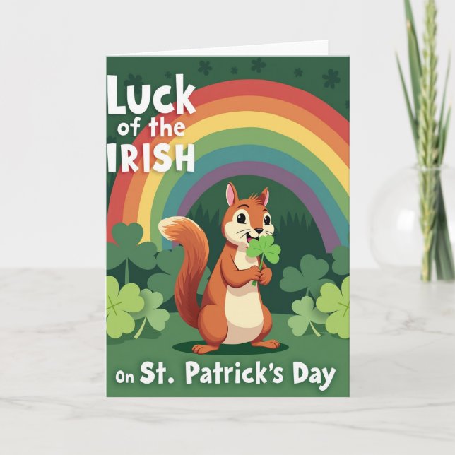 Lucky Squirrel St Patricks Day Card (Front)