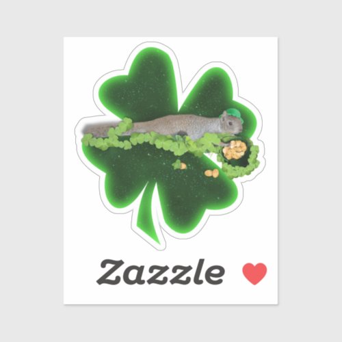 Lucky Squirrel St Patricks Day Sticker