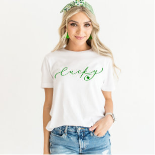 Lucky St. Patrick’s Day Cute Green Script Shirt