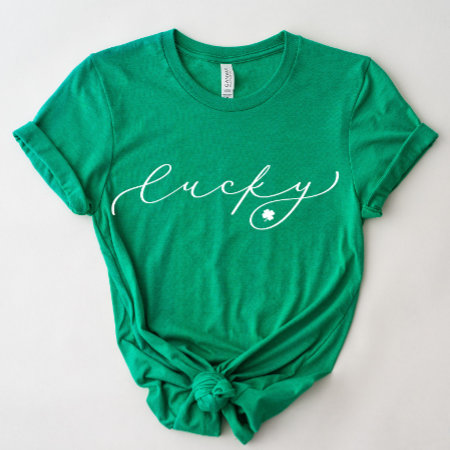 Lucky St. Patrick’s Day Cute White Script Shirt