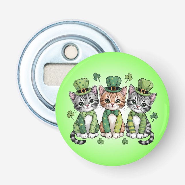 Lucky St. Patrick’s Day Kittens-47474 Bottle Opener (Front)