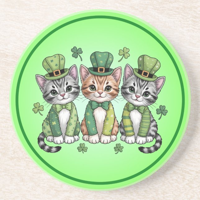 Lucky St. Patrick’s Day Kittens-47474 Coaster (Front)