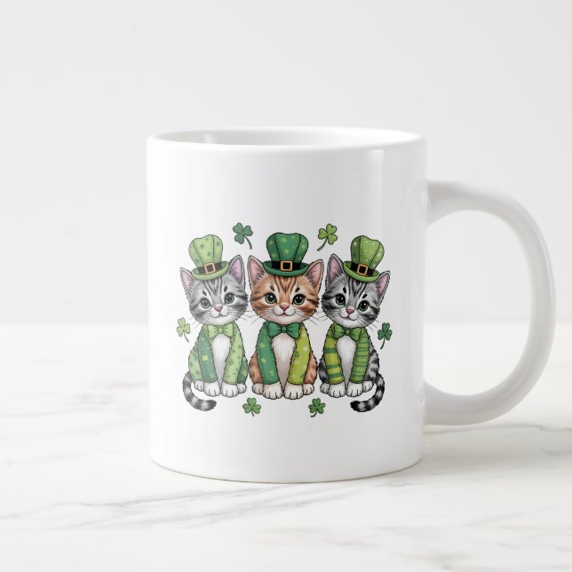 Lucky St. Patrick’s Day Kittens-47474 Giant Coffee Mug (Right)