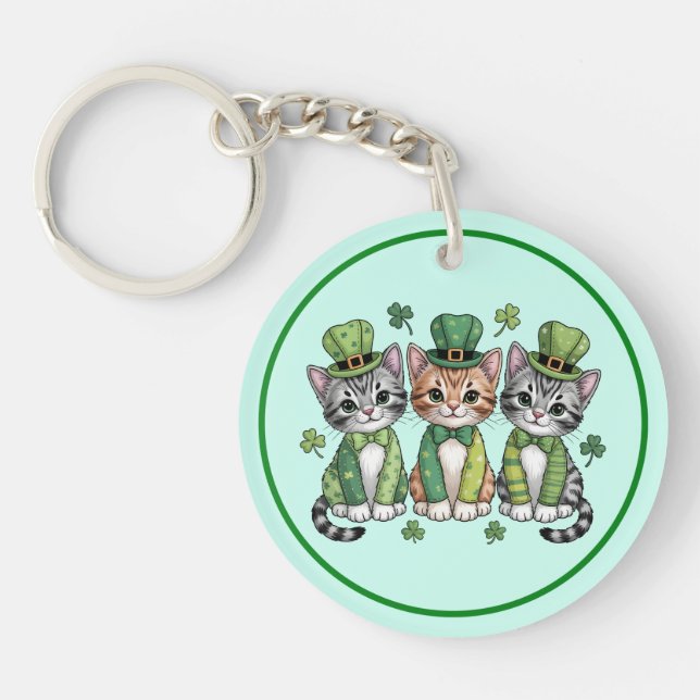Lucky St. Patrick’s Day Kittens-47474 Keychain (Front)